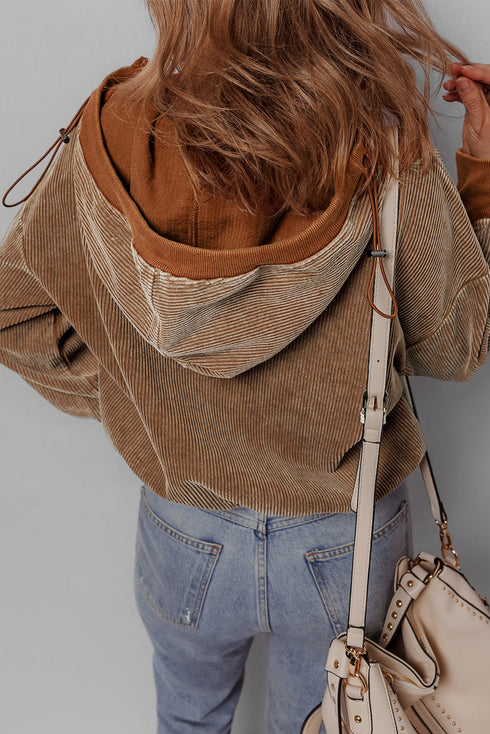 Relaxed Corduroy Quarter Zip Long Sleeve Pullover