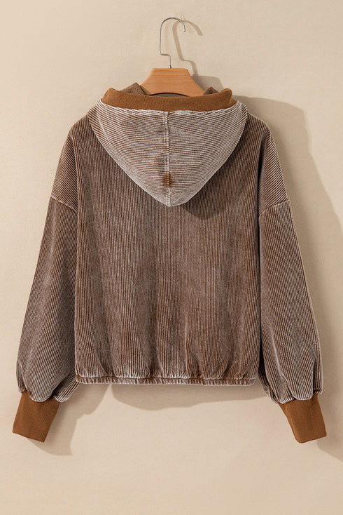 Relaxed Corduroy Quarter Zip Long Sleeve Pullover
