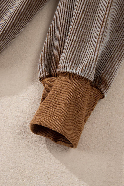 Relaxed Corduroy Quarter Zip Long Sleeve Pullover