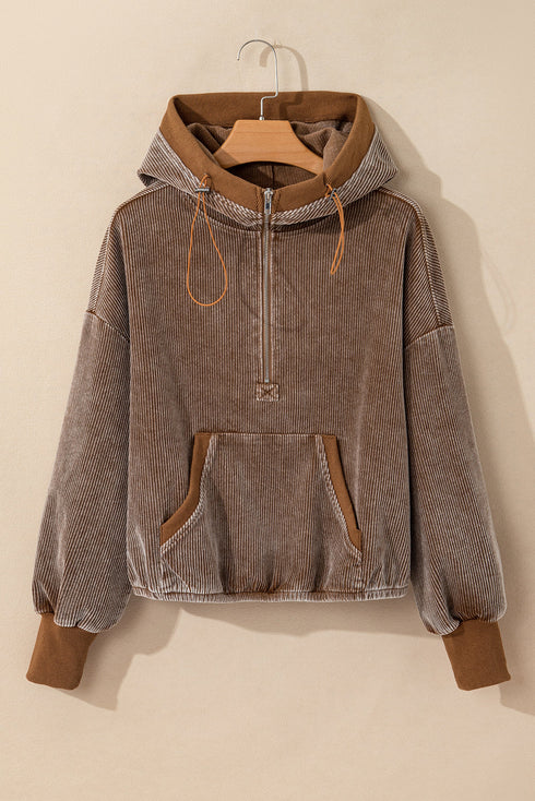 Relaxed Corduroy Quarter Zip Long Sleeve Pullover
