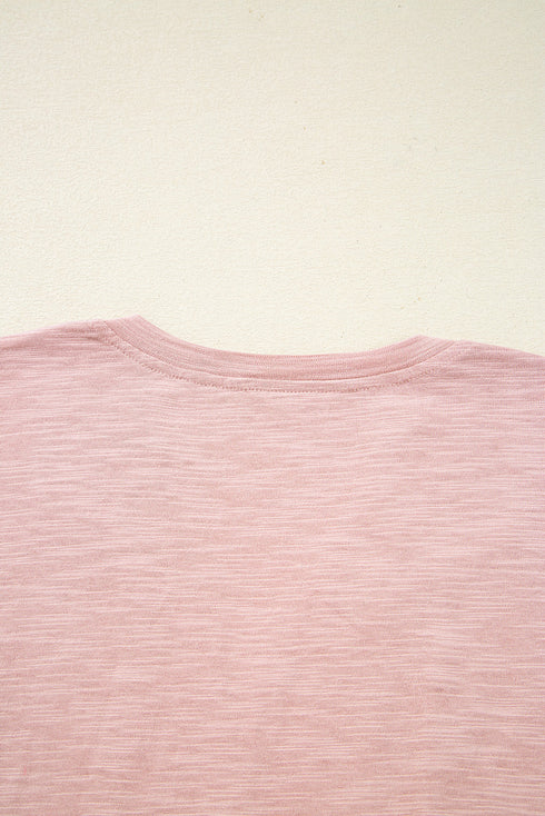 Relaxed Cotton Batwing Sleeve Notch Neck Blouse