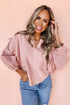Relaxed Cotton Batwing Sleeve Notch Neck Blouse
