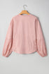 Relaxed Cotton Batwing Sleeve Notch Neck Blouse