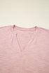 Relaxed Cotton Batwing Sleeve Notch Neck Blouse
