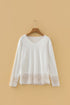 Relaxed Cotton V Neck Lace Detail Long Sleeve Top