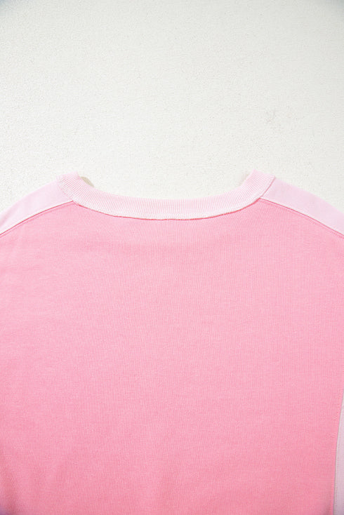 Relaxed Crew Neck Drop Shoulder Paneled Pullover Sweatshirt