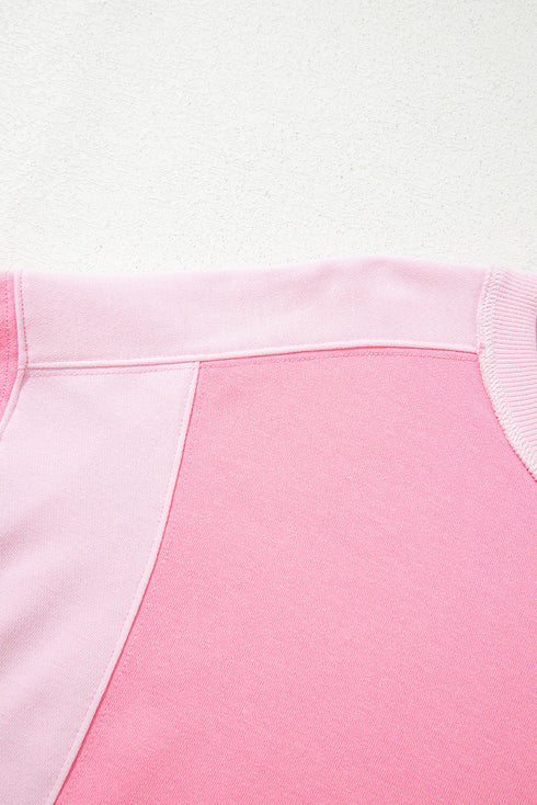 Relaxed Crew Neck Drop Shoulder Paneled Pullover Sweatshirt