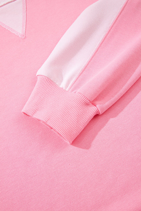 Relaxed Crew Neck Drop Shoulder Paneled Pullover Sweatshirt