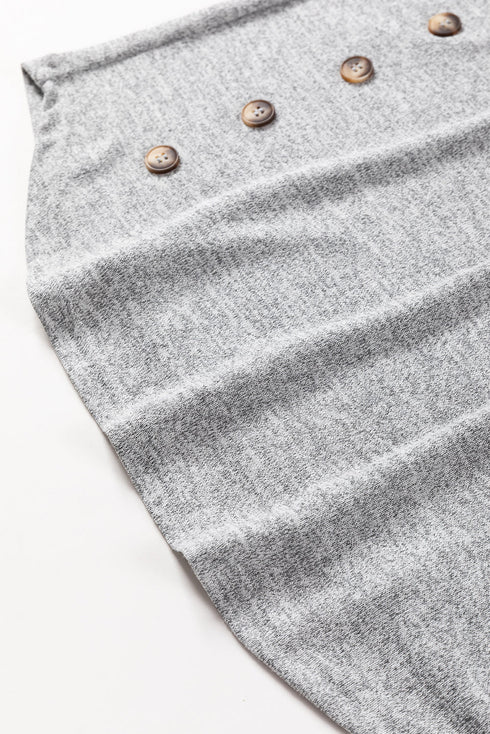 Relaxed Crew Neck Side Button Detail Knit Top