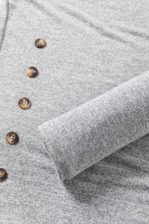 Relaxed Crew Neck Side Button Detail Knit Top