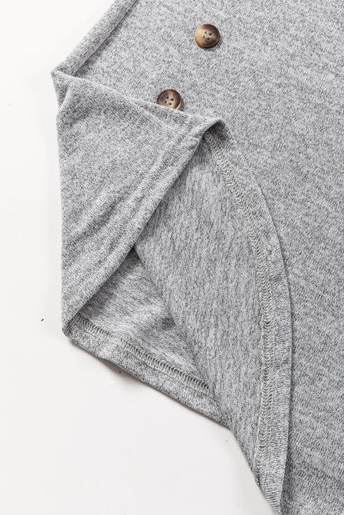 Relaxed Crew Neck Side Button Detail Knit Top