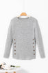 Relaxed Crew Neck Side Button Detail Knit Top