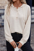 Relaxed Crinkle Texture Button Front Henley Hoodie