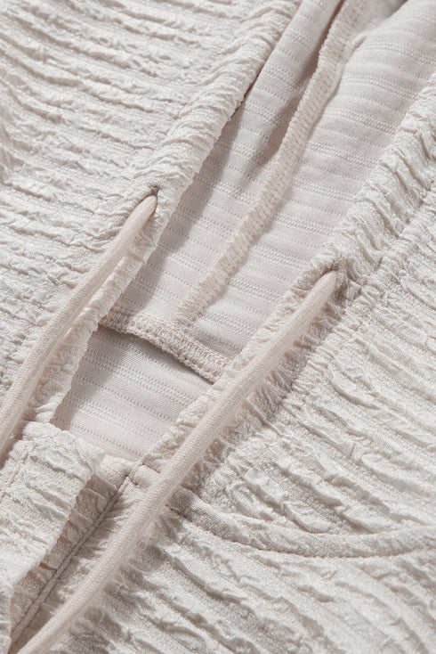 Relaxed Crinkle Texture Button Front Henley Hoodie