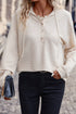Relaxed Crinkle Texture Button Front Henley Hoodie