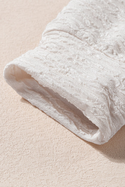 Relaxed Crinkle Texture Button Front Henley Hoodie