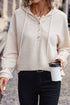 Relaxed Crinkle Texture Button Front Henley Hoodie