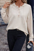 Relaxed Crinkle Texture Button Front Henley Hoodie