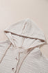 Relaxed Crinkle Texture Button Front Henley Hoodie