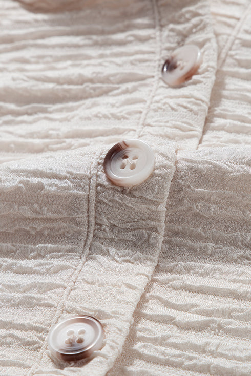 Relaxed Crinkle Texture Button Front Henley Hoodie