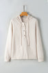 Relaxed Crinkle Texture Button Front Henley Hoodie