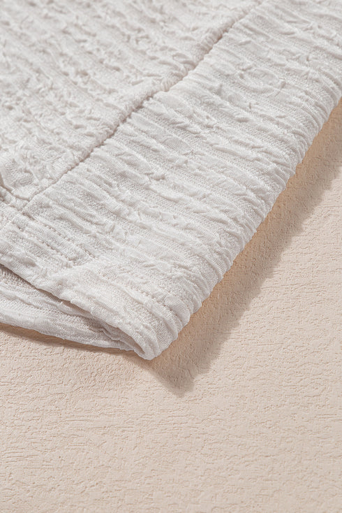 Relaxed Crinkle Texture Button Front Henley Hoodie