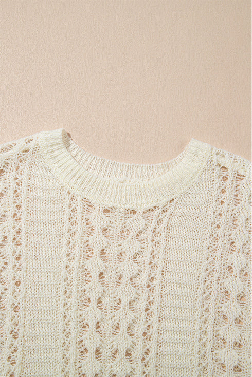 Relaxed Crochet Style Open Stitch Pullover Sweater