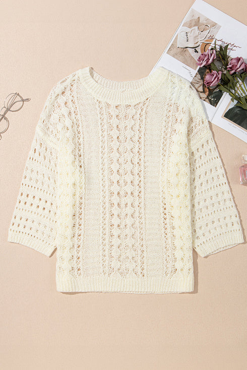 Relaxed Crochet Style Open Stitch Pullover Sweater