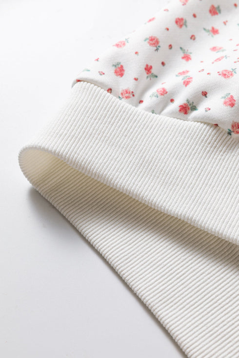 Relaxed Ditsy Floral Print Kangaroo Pocket Pullover Hoodie