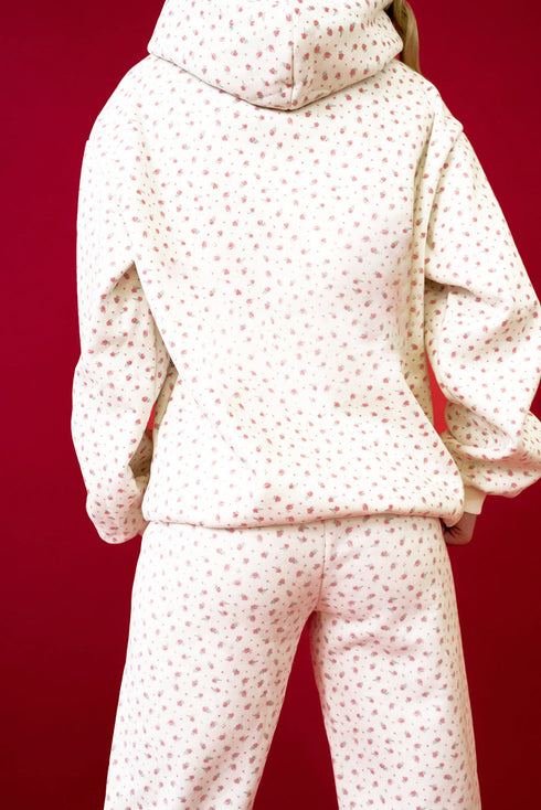 Relaxed Ditsy Floral Print Kangaroo Pocket Pullover Hoodie