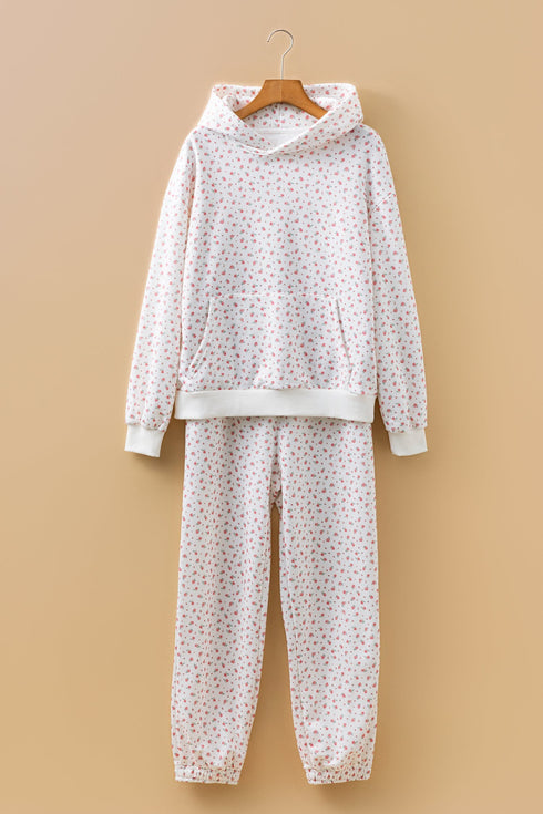Relaxed Ditsy Floral Print Kangaroo Pocket Pullover Hoodie