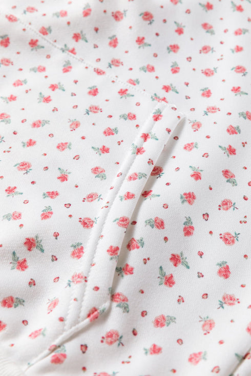 Relaxed Ditsy Floral Print Kangaroo Pocket Pullover Hoodie