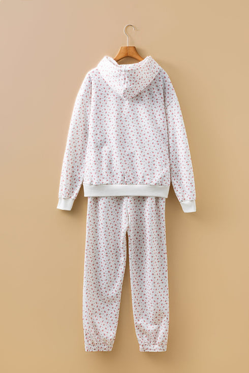 Relaxed Ditsy Floral Print Kangaroo Pocket Pullover Hoodie