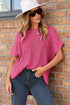 Relaxed Dolman Sleeve Ribbed Knit Pullover Sweater