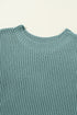 Relaxed Dolman Sleeve Ribbed Knit Pullover Sweater