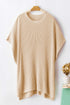 Relaxed Dolman Sleeve Ribbed Knit Pullover Sweater