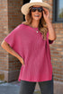 Relaxed Dolman Sleeve Ribbed Knit Pullover Sweater