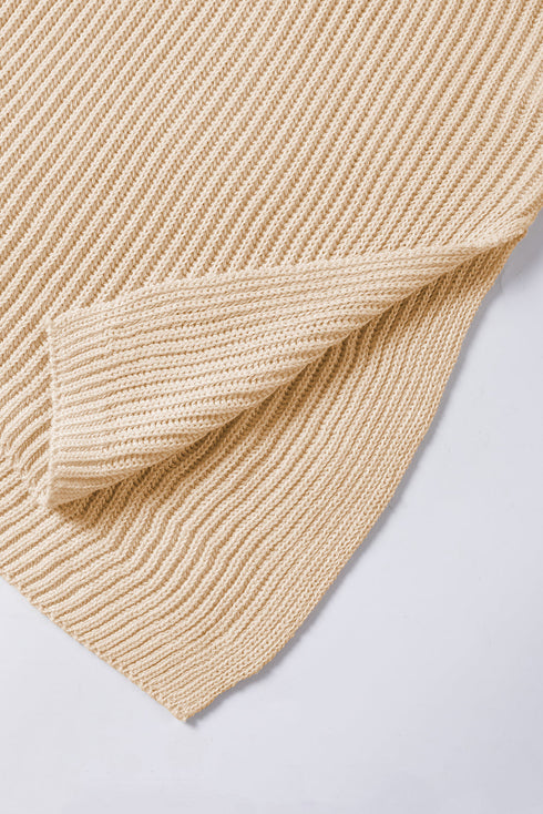 Relaxed Dolman Sleeve Ribbed Knit Pullover Sweater