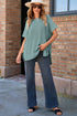 Relaxed Dolman Sleeve Ribbed Knit Pullover Sweater