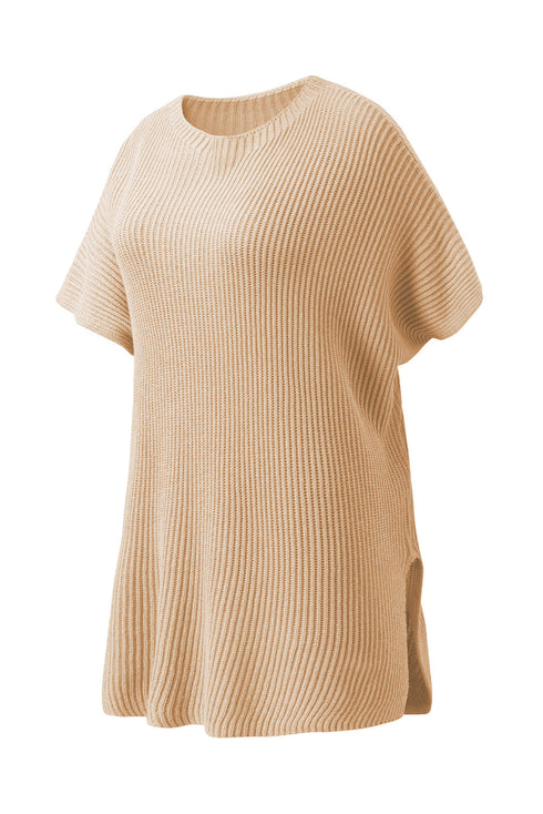 Relaxed Dolman Sleeve Ribbed Knit Pullover Sweater