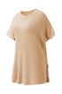 Relaxed Dolman Sleeve Ribbed Knit Pullover Sweater