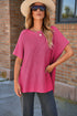 Relaxed Dolman Sleeve Ribbed Knit Pullover Sweater