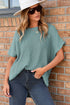 Relaxed Dolman Sleeve Ribbed Knit Pullover Sweater