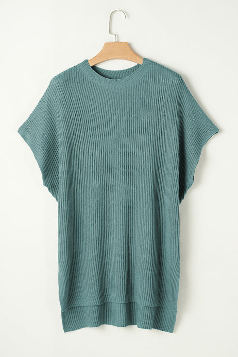 Relaxed Dolman Sleeve Ribbed Knit Pullover Sweater