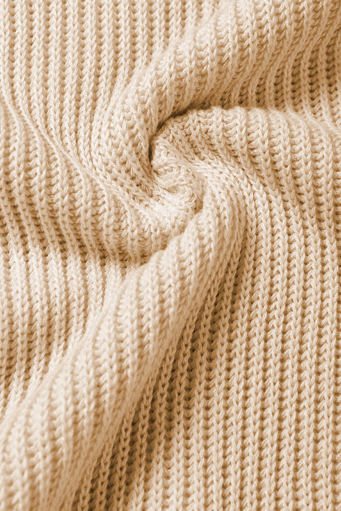 Relaxed Dolman Sleeve Ribbed Knit Pullover Sweater