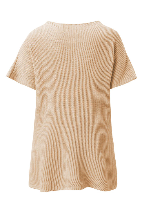 Relaxed Dolman Sleeve Ribbed Knit Pullover Sweater
