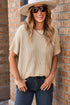 Relaxed Dolman Sleeve Ribbed Knit Pullover Sweater