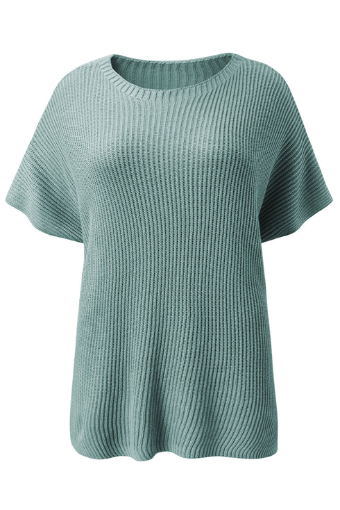 Relaxed Dolman Sleeve Ribbed Knit Pullover Sweater