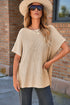 Relaxed Dolman Sleeve Ribbed Knit Pullover Sweater