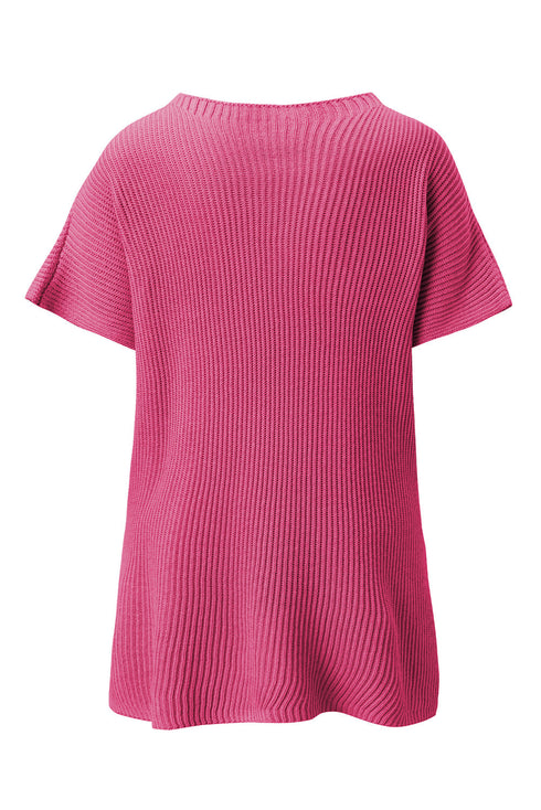 Relaxed Dolman Sleeve Ribbed Knit Pullover Sweater